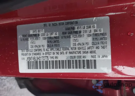 2017 Mazda Cx-5 Sport z USA, uszkodzony, nr VIN JM3KFABL8H0170775